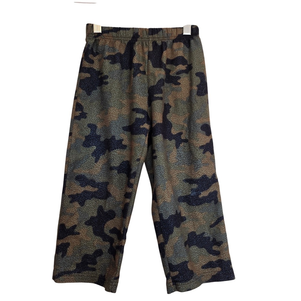 Faded Glory Boys Camo Fleece Pajama‎ Pants Green Brown XS 4-5 PJs Loungewear